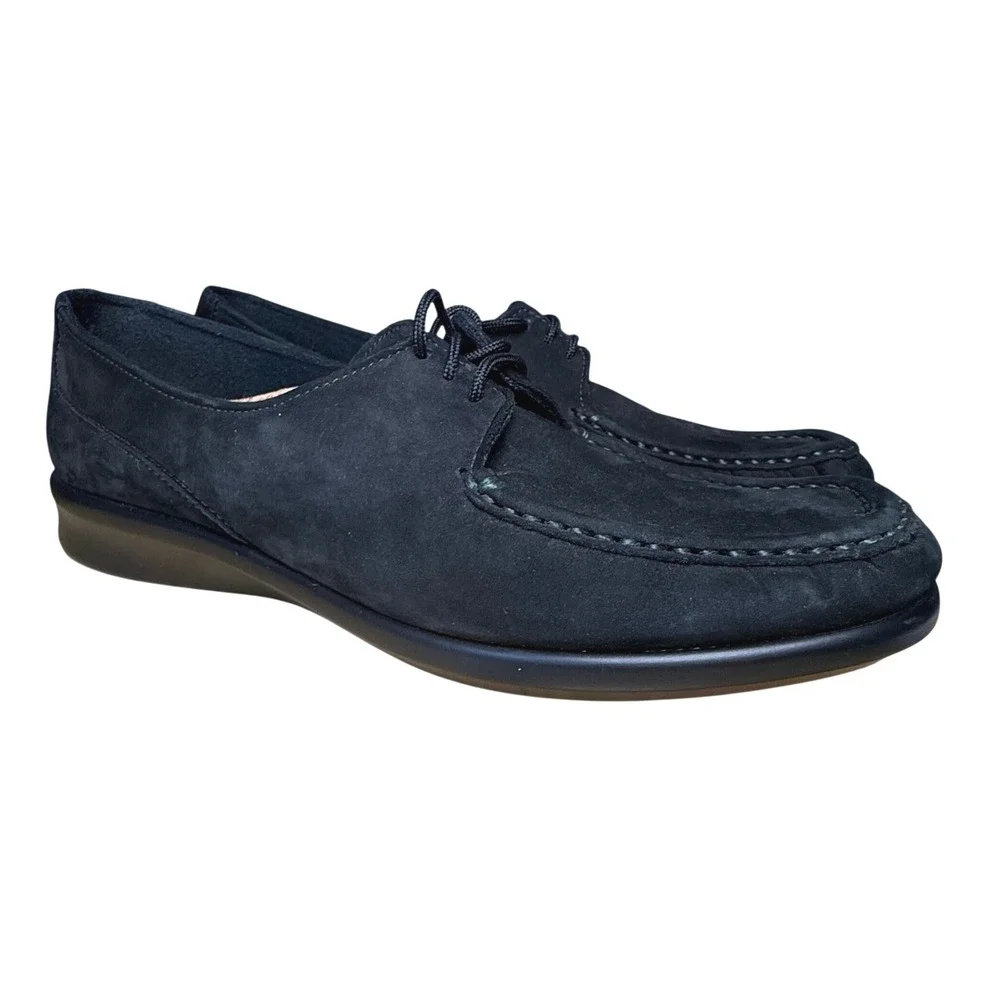 SAS Womens Black Suede‎ Lace Up Oxford Moc Comfort Shoes Size 9 M Aetrex Insert